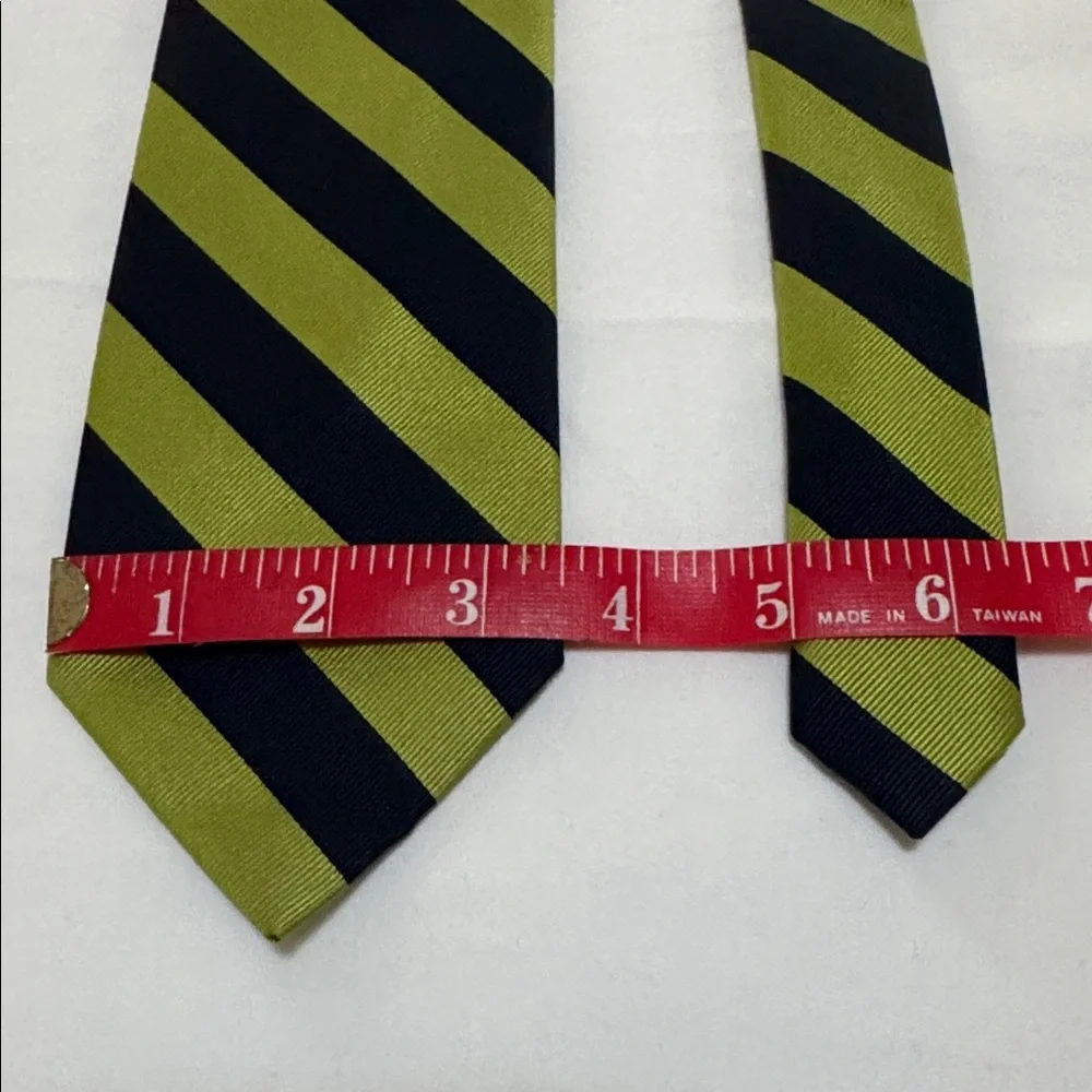 J. CREW 100% SILK TIE REPP DIAGONAL RIBBED STRIPED CLASSIC NECKTIE NAVY GREEN